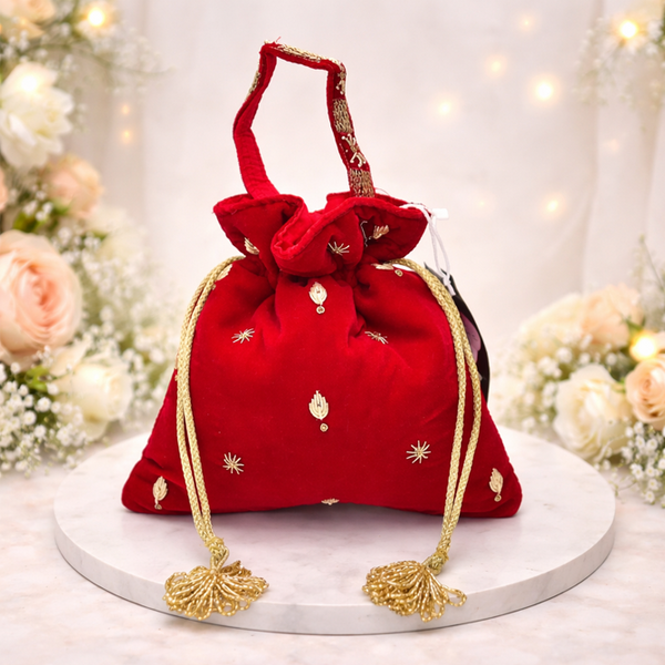 Velvet Jardo Jim Hand Work Potli Bag