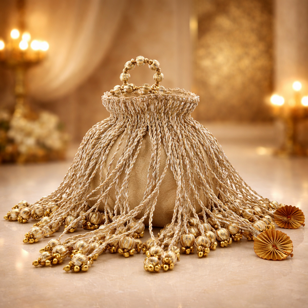 Metal Clutch with Kundan Work with Heavy Polishing
