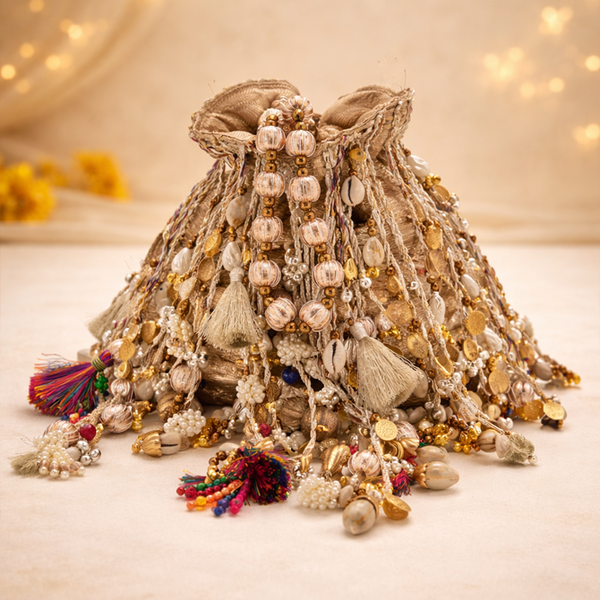 Tissue Silk with Kodi and Golden Ball with Hand Embroidery Work