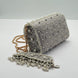 Grey Fold Over Clutch With Pearl Work
