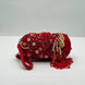 Maroon Clutch Bag With Pearl Work
